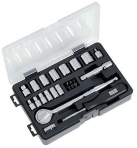 Master Mechanic 119009 Standard Socket Set, 1/4" x 3/8" Drive, 24-Piece