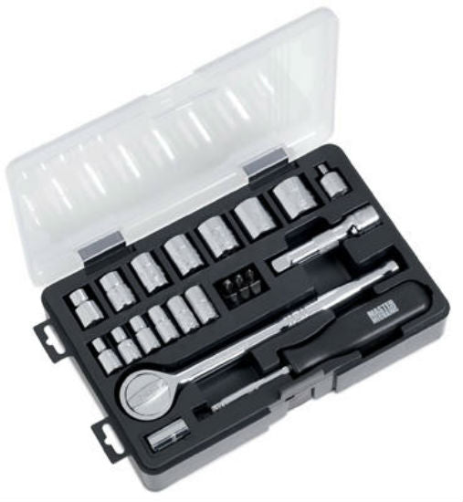 Master Mechanic 119010 Metric Socket Set, 1/4" x 3/8" Drive, 24-Piece