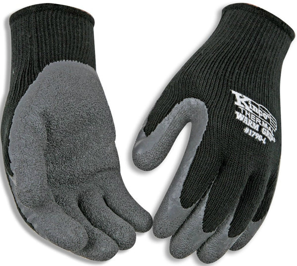 Kinco 1790-M Warm Grip Men's Cold Weather Latex Coated Knit Glove, Medium, Black