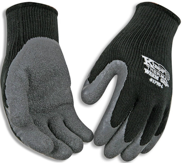 Kinco 1790-L Men's Cold Weather Latex Coated Knit Glove, Large, Black