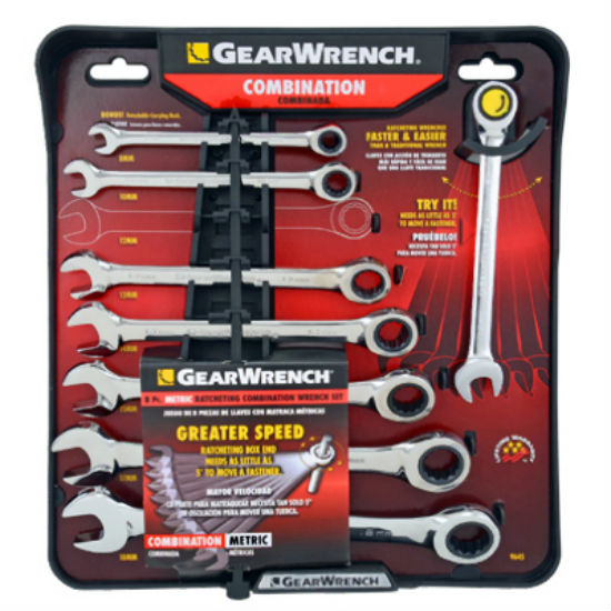 Gearwrench® 485100 Metric Ratcheting Wrench Set, 8-Piece