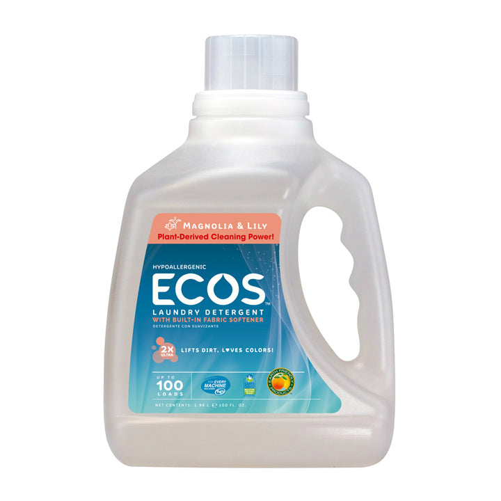 ECOS™ 9888/04 Hypoallergenic Liquid Laundry Detergent, Magnolia & Lily, 100 Oz