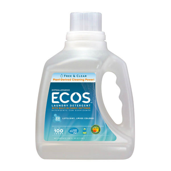 ECOS 9889/04 Hypoallergenic Liquid Laundry Detergent, Free & Clear, 100 Oz