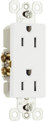 Pass & Seymour TradeMaster Decorator Duplex Receptacle, 15A, 125V, White