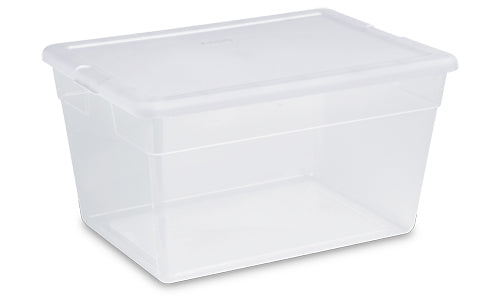 Sterilite® 16598008 Storage Box, White Lid with See Through Base, 56 Qt