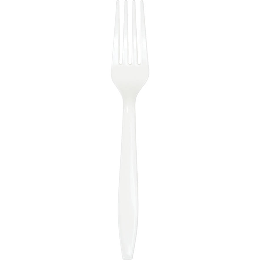 Creative Converting™ 010460B Touch of Color Premium Plastic Fork, White, 50-Ct