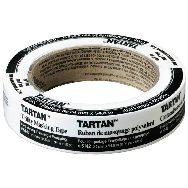 3M 5142-24A Tartan Multi-Purpose Utility Masking Tape, 0.94" x 60.1 Yd, Beige
