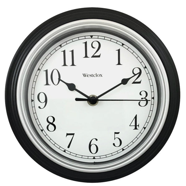 Westclox 46991 Round Simplicity Wall Clock, Black Case, 8.5"