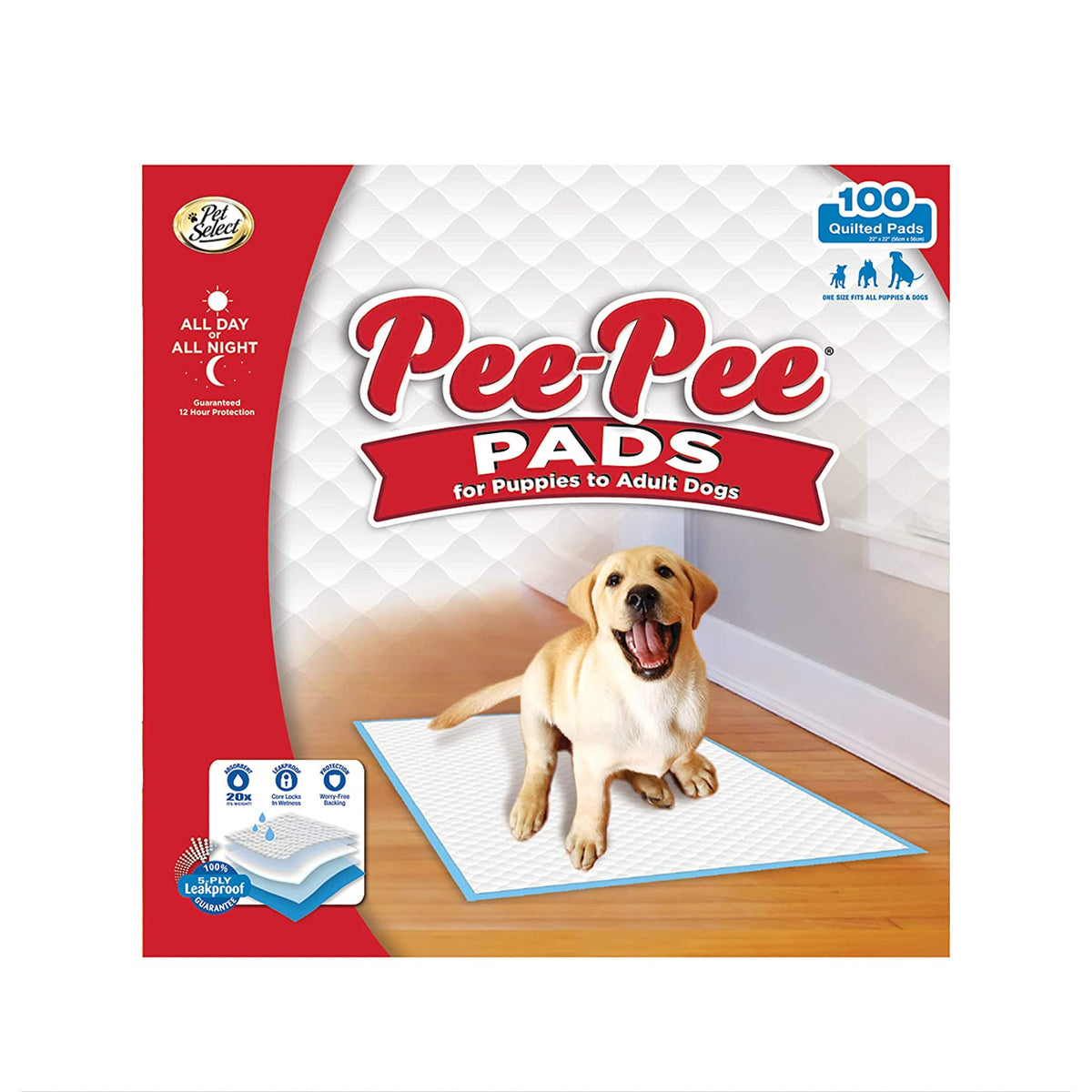 Four Paws 100519823 Pet Select Pee Pee Training Pads for Dogs, 100-Count