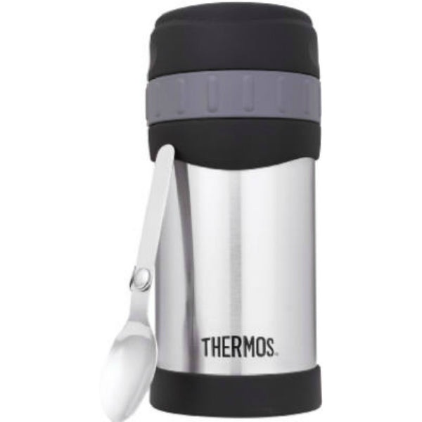 Thermos 16 oz. Insulated Stainless Steel Food Jar w/ Folding Spoon  -Silver/Black