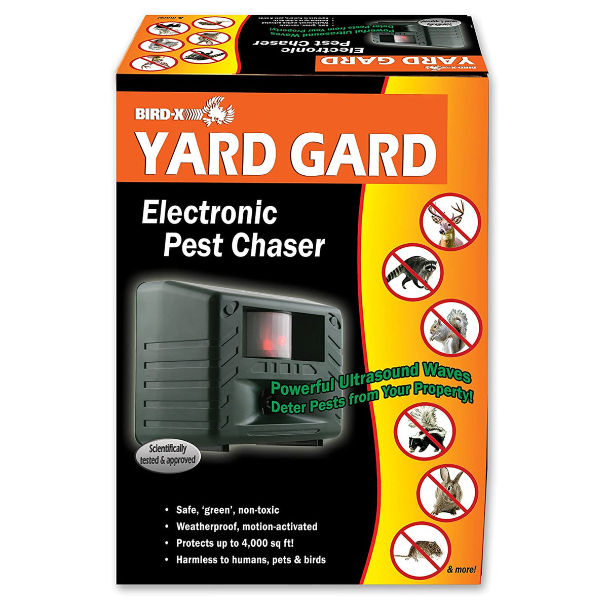 Bird-X YG Yard Guard Electronic Pest Chaser, Coverage Up To 4000 SqFt