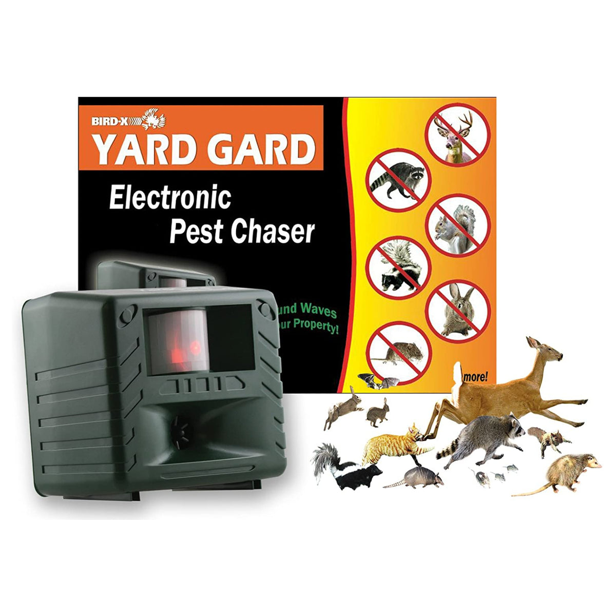 Bird-X YG Yard Guard Electronic Pest Chaser, Coverage Up To 4000 SqFt