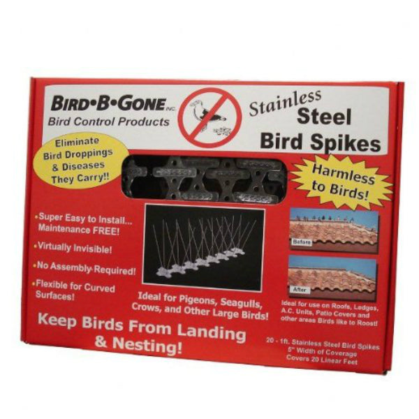 Bird B Gone® MM2001-5/20 Stainless Steel Bird Spikes, 5" x 20'