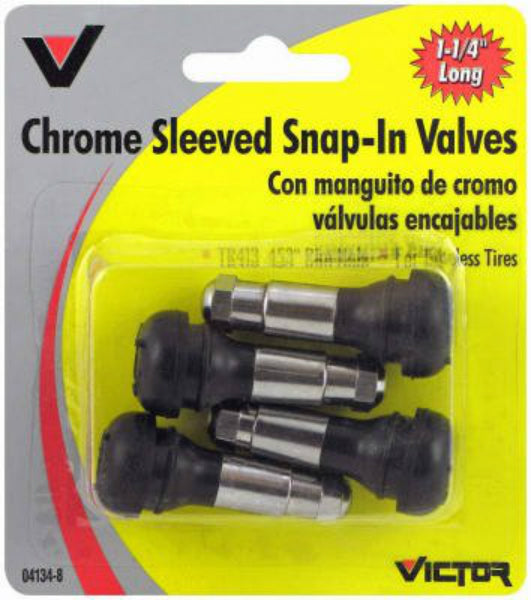 Victor Auto 22-5-04134-8 Tire Valve Sleeve & Caps, 1-1/4", Chrome