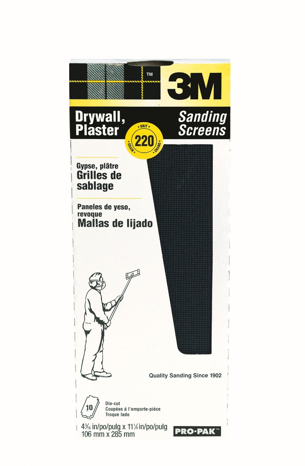 3M 99436 Pro-Pak Die-Cut Drywall Sanding Screens, 220 Grit, 10-Count