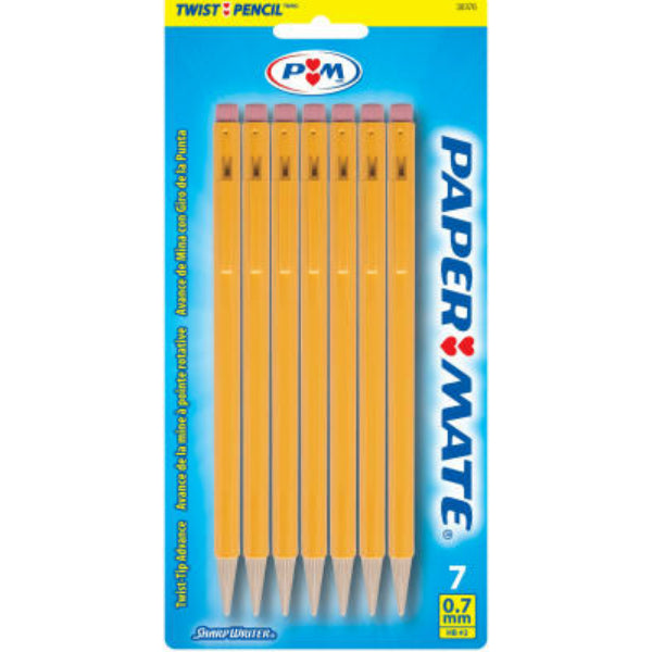 Paper Mate® 3037631PP SharpWriter® Mechanical Twist Pencil, Goldenrod, 0.7mm, 5-Pk