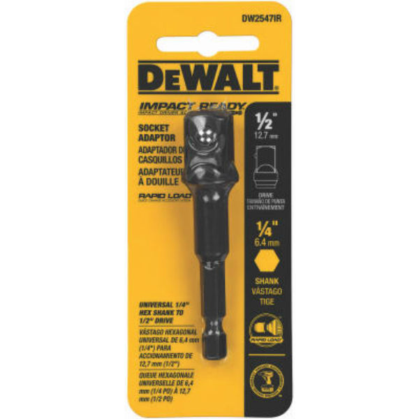 DeWalt® DW2547IR Socket Adaptor, 1/4" Hex Shank To 1/2"