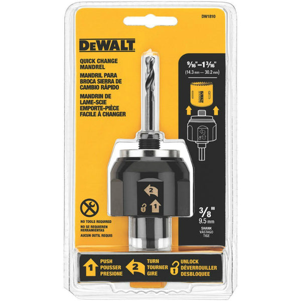 DeWalt® DW1810 Quick Change Mandrel, Fits 9/16" to 1-3/16", 3/8"