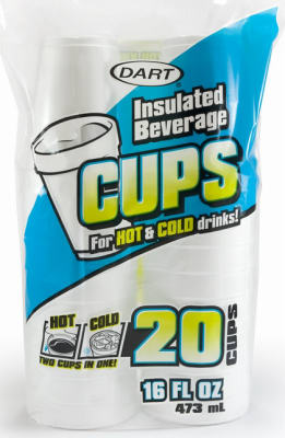 20 Count Foam Cup 16 Oz - White