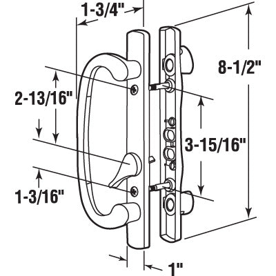 Slide-Co 144078 Reversible Sliding Patio Door Handle Set, 3-15/16", White