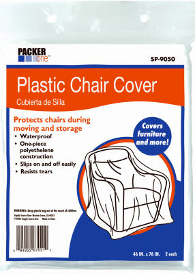Packer One SP-9050 Plastic Chair Covers, 46" x 76", 2-Pack