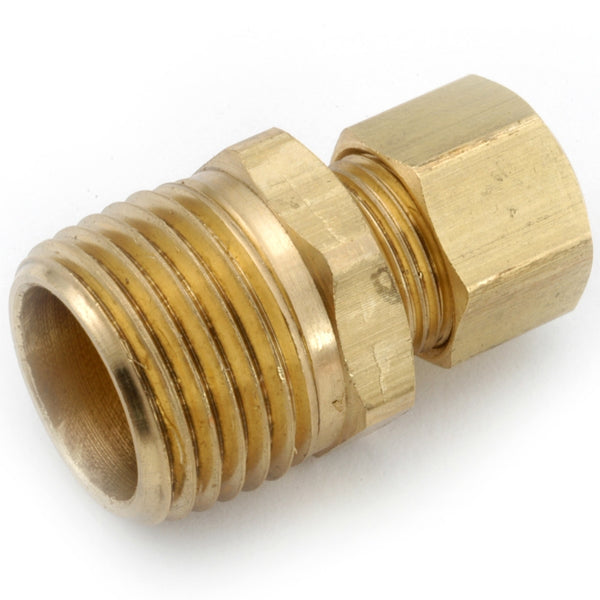 Anderson Metals 750068-0402 Lead Free Connector, Brass, 1/4" CMP x 1/8" MPT