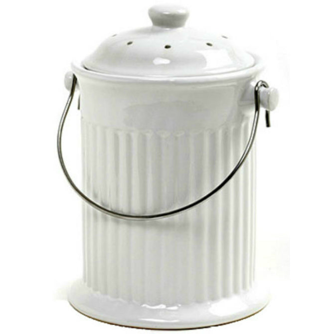 Norpro 93 Ceramic Compost Keeper, White, 1 Gallon