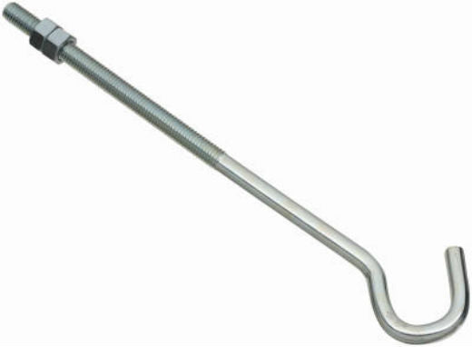 National Hardware® N221-705 Hook Bolt with Hex Nut, 3/8" x 10", Zinc Plated