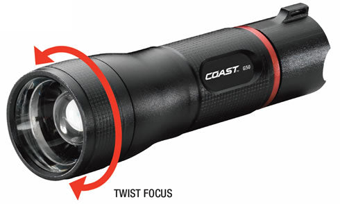 Coast TT8607CP Focus Beam G50 LED Flashlight, 355 Lumen, 620' Beam, 4.8" L