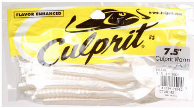 Culprit C720-42 Original Plastic Worm, Pearl White, 7.5", 18-Count