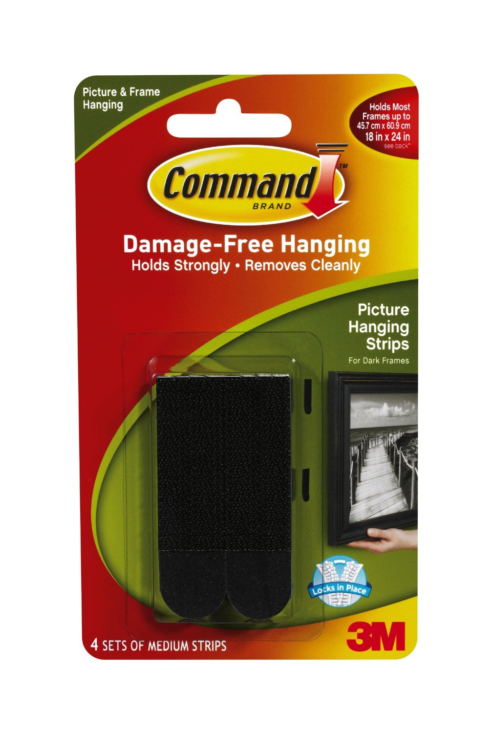 Command 17201BLK Picture Hanging Strips, Medium, Black, 4-Set
