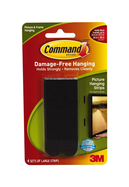 Command 17206BLK Damage-Free Picture Hanging Strips, Large, Black, 4-Set