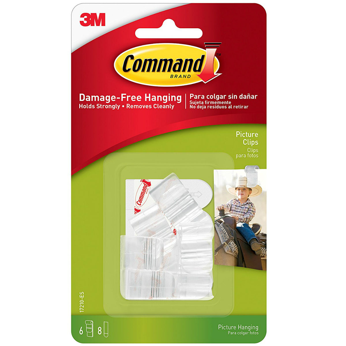 Command 17210 Picture Clip & Strips, White, 6 Clips & 8 Strips
