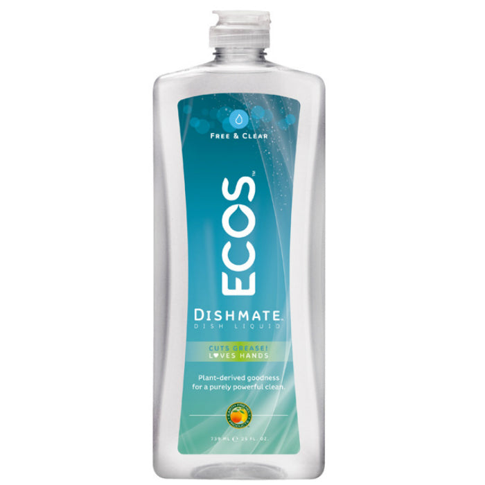 ECOS 9721/6 Dishmate Hypoallergenic Liquid Dish Soap, Free & Clear Scent, 25 Oz