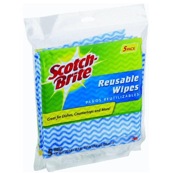 Scotch-Brite 9053 General Purpose Reusable Kitchen Wipe, 19-1/2" x 11-1/2", 5-Pk