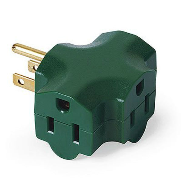 Master Electrician KAB3FT-1 Heavy Duty Grounded Indoor Adaptor, 3-Outlet, Green