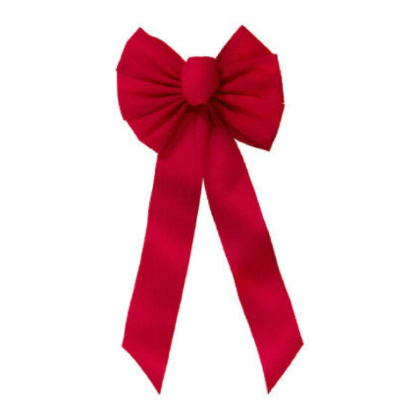 Holiday Trim 6511 Christmas 7-Loop Ripple Embossed Red Velvet Bow