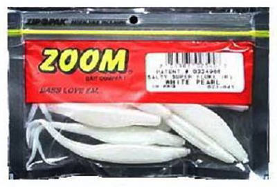Zoom Plastic Super Salty Super Fluke, 5.25", White Pearl, 10 Pack