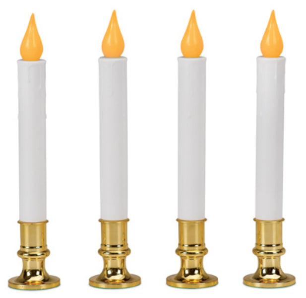 Sylvania V24329-88 Battery-Op Flickering LED Candle w/Timer, Gold Base, 4-Pack