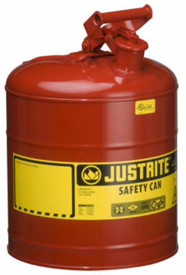 Justrite 7150100 Type I Steel Safety Gas Can, 5 Gallon, Red