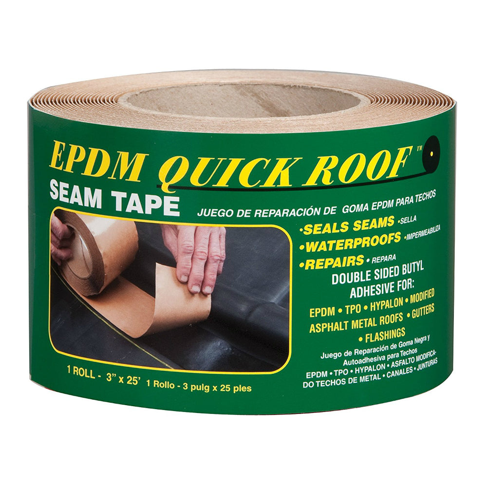 Quick Roof™ BST325 Self Adhesive EPDM Rubber Seam Strip, 3" x 25', Black
