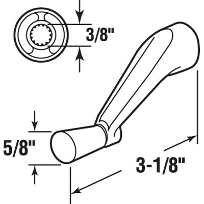 Slide-Co 174650 Crank Style Handle For Andersen, 3/8", White