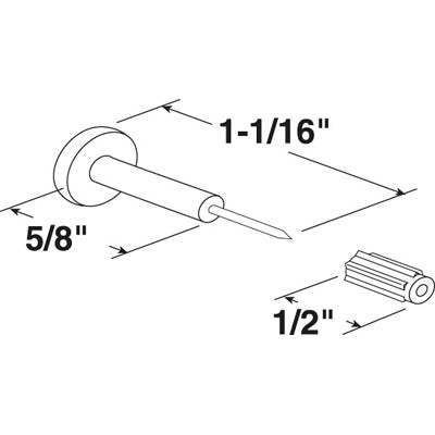 Slide-Co 183664 Window Grid Retainer Pin, 1-1/16", Clear, 6-Pack
