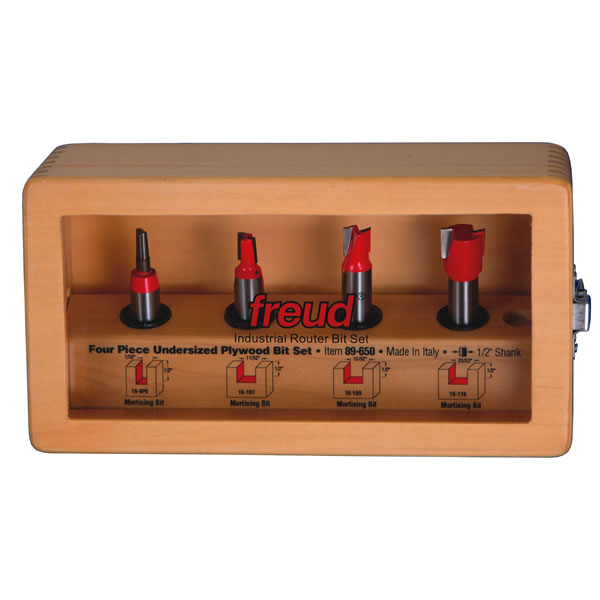 Freud 89-650 Undersized Plywood Bit Set, 1/2" Shank, 4-Piece