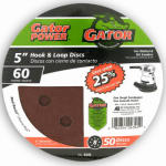 Ali Industries 4345 Gator 8 Hole Coarse Sanding Disc, 5"