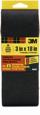3M 99262NA Sanding Belt, 3" x 18", Coarse 50 Grit, 5-Pack
