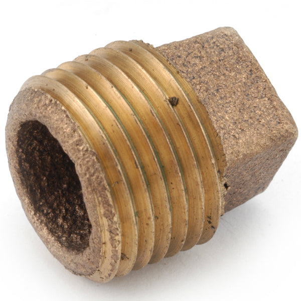 Anderson Metals 738109-08 Lead Free Cored Pipe Plug, Rough Brass, 1/2"
