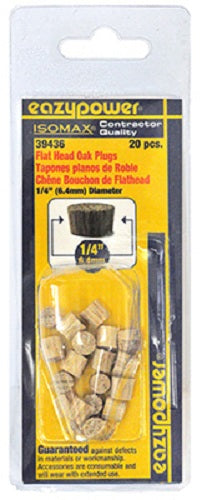 Eazypower® 39436 Oak Flat Head Plug, 1/4", 20-Pack