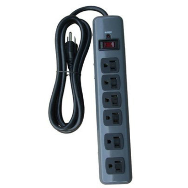 Master Electrician PS-649F-3 6-Outlet Metal Surge Power Strip, Black