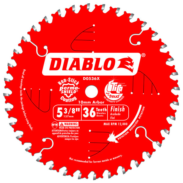 Diablo D0536X Cordless Trim Saw Blade, 5-3/8" x 36 Tooth, 10mm Arbor